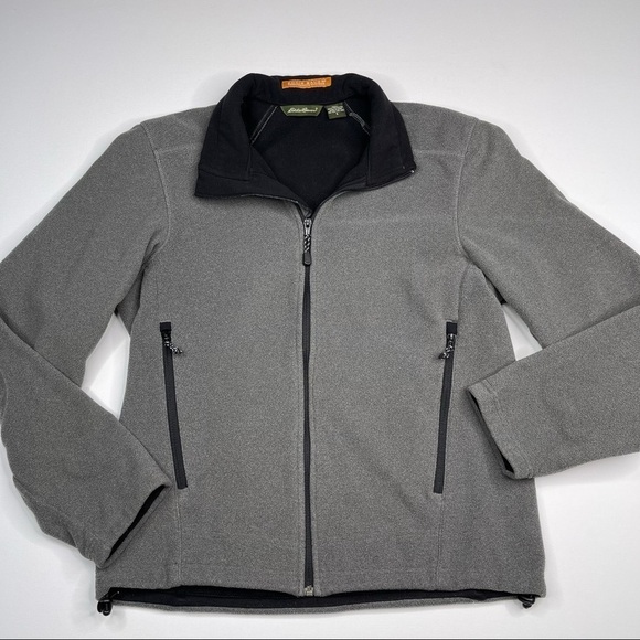Eddie Bauer Jacket Fleece Performance Systems Grey Front Zip Hiking Outdoor Gorp - Picture 1 of 15